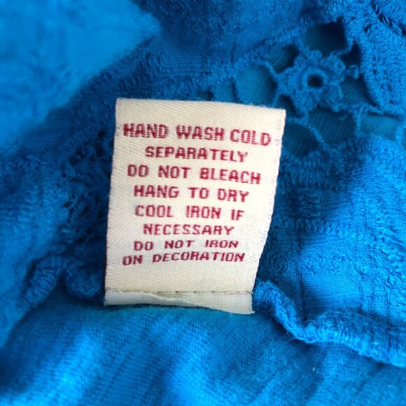 Reba Blue Crochet Lace Tunic Top Women’s Small V-Neck 3/4 Sleeve Boho - Picture 11 of 11